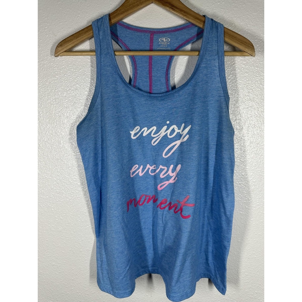 Athletic Works Tank Top Girls L 12-14 Blue Enjoy Every Moment Racerback Athletic
